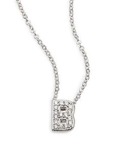 Adriana Orsini Sterling Silver Pave Initial Pendant Necklace   B