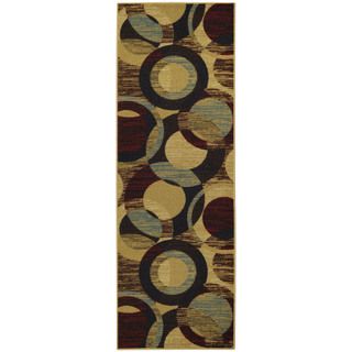 Rubber Back Multicolored Contemporary Circles Non skid Runner Rug (22 X 69)