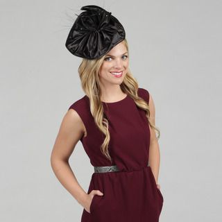 Swan Womens Black Wool Felt Cocktail/ Fascinator Hat (Wool felt/ satin fabric/ feathersLightweight)
