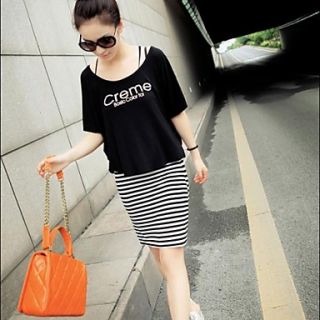 Womens Stripe Casual Dress with Blouse