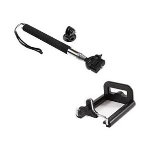 360 Degree Rotation 3 in 1 Adjustable Handheld Selfie Monopod for GoPro Hero / Cellphone   Black