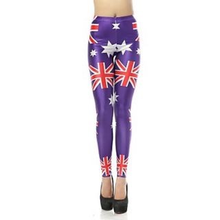 Elonbo Womens Round Collar Digital Printing Coloured Drawing or Pattern M Words And Star Sign Style Tight Leggings
