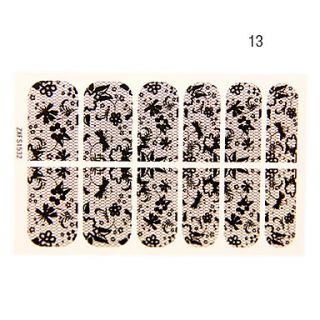 12PCS Mixs Flower Shape Black Lace Nail Art Stickers NO.13