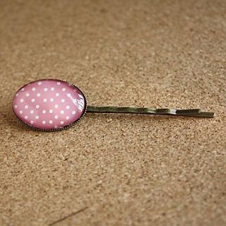 Womens Vintage Pink Dots Hair Clip