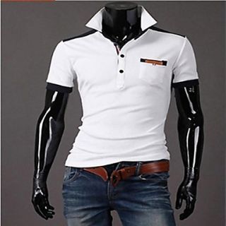 Mens Lapel Slim Casual Short Sleeve Polo Shirts(Acc Not Included)