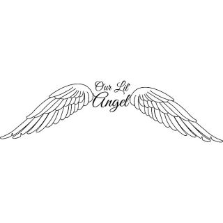 Our Lil Angel With Wings Vinyl Art Quote (MediumSubject OtherMatte Black vinylImage dimensions 10 inches high x 36 inches wideThese beautiful vinyl letters have the look of perfectly painted words right on your wall. There isnt a background included; j