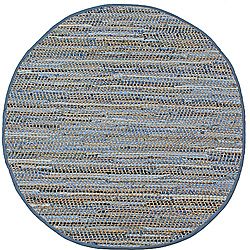 Hand Woven Blue Jeans Round Rug (5x5)