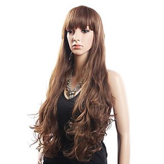 High Quality 20% Human Hair 80% Heat resistant Fiber Hair Capless Long Wavy Wig(Blonde)
