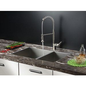 Ruvati RVC1612 Combo Stainless Steel Kitchen Sink and Stainless Steel Set