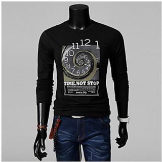 ZZT Cotton Round Neck Long Sleeved Casual T Shirt