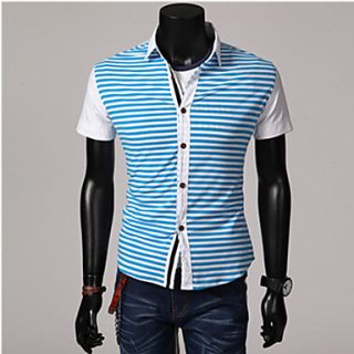 ZZT Stripe Stitching MenS Short Sleeved Korean Version Shirt