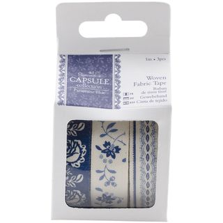 Papermania Parisienne Blue Fabric Tape 3 Styles/1m Each