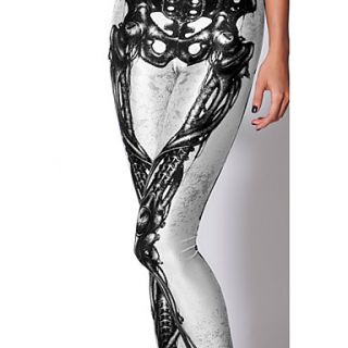 XingKong Womens Funny Skeleton Pattern White Elastic Leggings (Pattern Random)