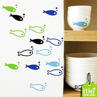 Cute Colorful Fish Patterned Wall Stickers