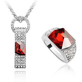 Xingzi Womens Charming Red Made With Swarovski Elements Crystal Necklace And Ring