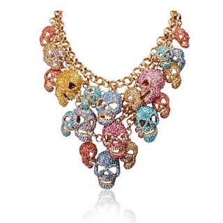 Colorful Luxurious Crystal Skull Party Necklace