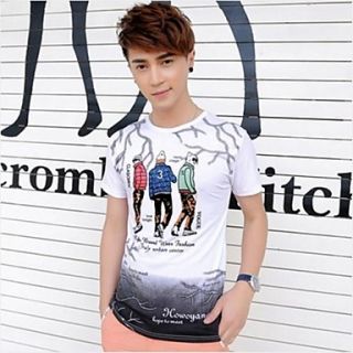 Mens Round Neck Slim Casual Short Sleeve People Printing T shirt(Except Acc)