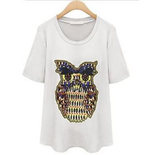 Womens Summer Short Sleeve Owl Cartoon T shirt