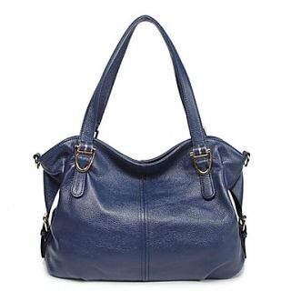 Womens Trendy Genuine Grain Leather Handbags Linning Color on Random