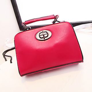 Fenghui Womens Fashion Turn Clasp Closure Solid Color Red Tote