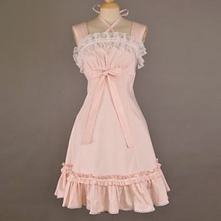 Princess Style Pink Cotton Sweet Lolita Dress with Cute Bow