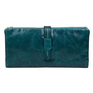 Womens Zipper First Layer Oily Leather Clutch