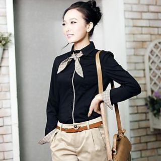 Veri Gude Womens Korean Bodycon Long Sleeve 100% Cotton Black Shirt
