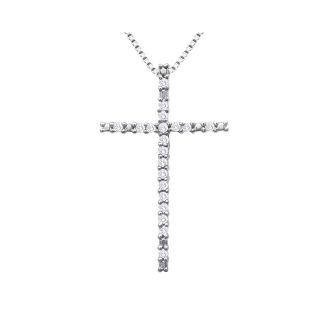 1/10 CT. T.W. Diamond Sterling Silver Cross Pendant, Womens