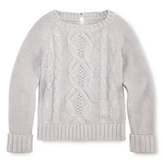 ARIZONA Cable Knit Sweater   Girls 6 16 and Plus, Grey, Girls