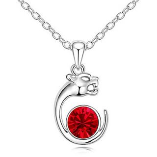 Xingzi Womens Charming Red Leopard Pattern Made With Swarovski Elements Crystal Dangling Necklace