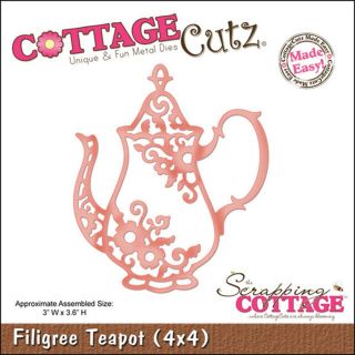 Cottagecutz Die 4x4 filigree Teapot Made Easy