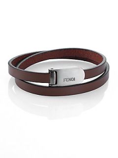 Fendi Leather Wrap Bracelet   Brown