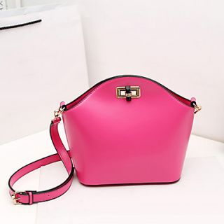 NPSJ Womens Gorgeous Fuchsia Metal Buckle Leather Ultra Large Capacity Shoulder Bags 04 13