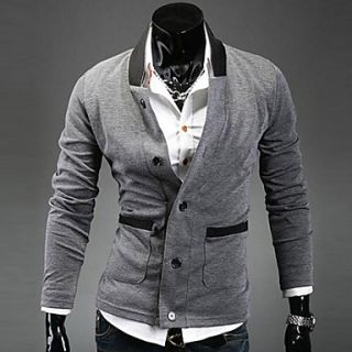 Cocollei mens lapel knit bodycon coat (gray)