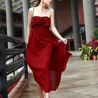 Zhulifang Womens Bateau Solid Color Dress