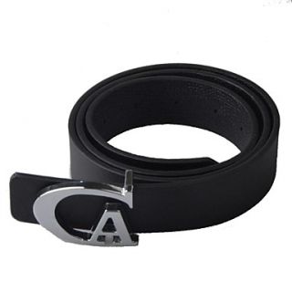 Unisex Fashionable Casual PU Leather Wild Belt with Zinc Alloy Buckle   Black (110cm)