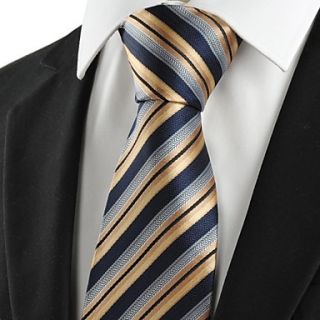 Tie New Striped Golden Black JACQUARD Business Mens Tie Necktie Holiday Gift