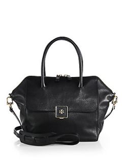 Tory Burch Two Tone Leather Satchel   Black