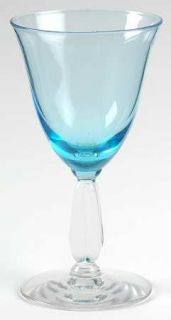 Seneca Belnor Wine Glass   Teal Blue Bowl      Clear Stem