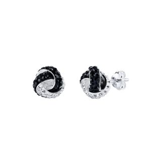 Bridge Jewelry Pure Silver Plated Clear & Black Crystal Knot Earrings