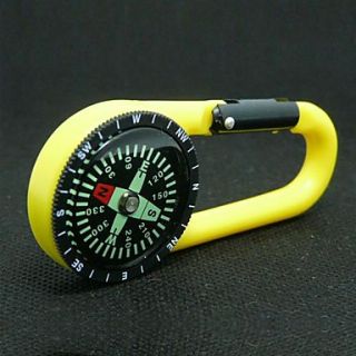 Outdoor Portable Plastic Carabiner Compass   Yellow