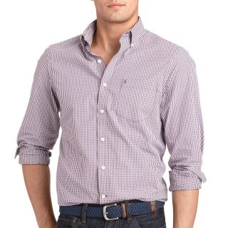Izod Slim Fit Gingham Shirt, Purple, Mens