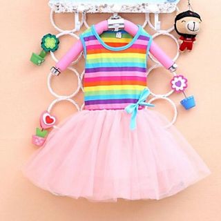 Girls Fashion Rainbow Dresses Lovely Princess Summer Dresses