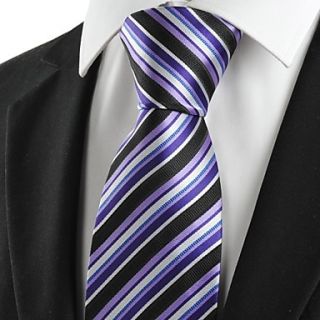 Tie New Striped Purple Blue Black Mens Tie Necktie Wedding Party Holiday Gift