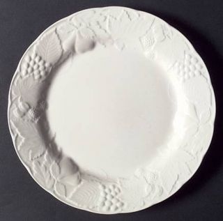 Nikko Woodbury White Dinner Plate, Fine China Dinnerware   All White, Embossed F