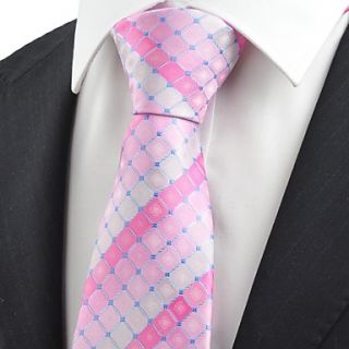 Tie New Pink Plaid Checked Gitter Mens Tie Necktie Wedding Party Holiday Gift
