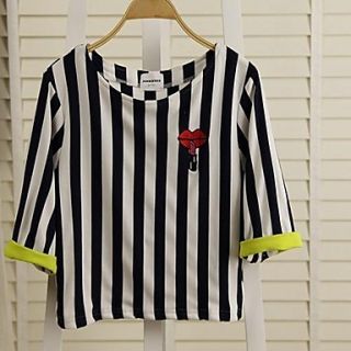 Womens Korean Fashion Stripe Short Sleeve T Shirt