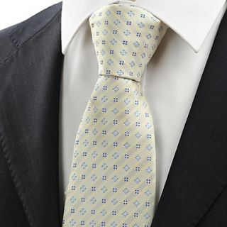 Tie New Beige Ivory Blue Flora Checked Classic Mens Tie Necktie Wedding Gift