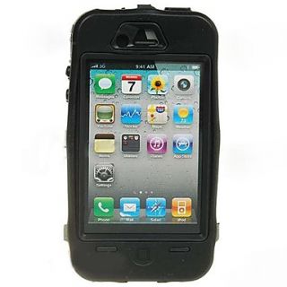 Extra Tough Protective Impact Housing Case LCD Screen Protector for iPhone 4 (Black)
