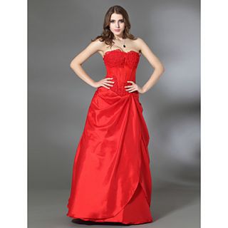 A line Sweetheart Floor length Taffeta Evening/Prom Dress